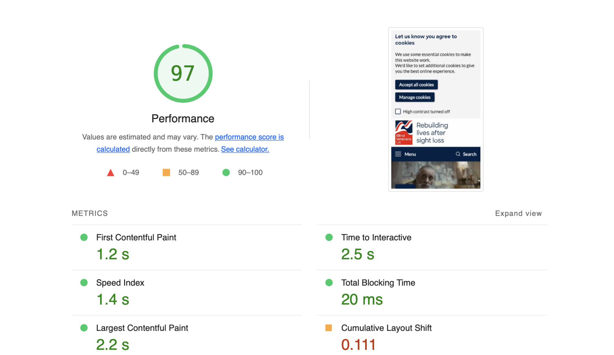 Performance score of 97 after Netlify Migration